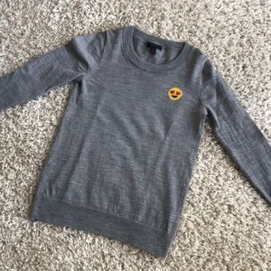 J. Crew Gray Sweater with Emoji Patch